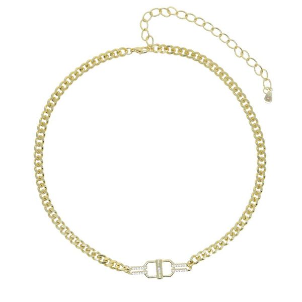 Ketten Plain Gold Farbe 5MM Curb Cuban Link Chain Toggle Charm Damen Halskette FashionChains