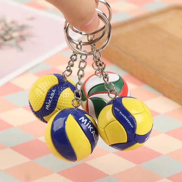 Key Rings 1xFashion PVC Volleyball Keychain Ornaments Business Volleyball Gifts Beach Ball Sport For Players Men Women Key Chain Gift 2022 G230210