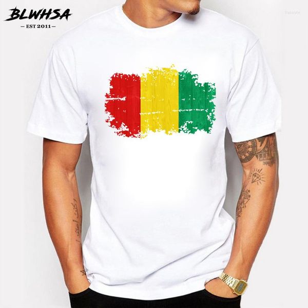 Мужские рубашки T BLWHSA Гвинея Флаг Ностальгический стиль дизайн мужская одежда o Шея футболки ТОПС