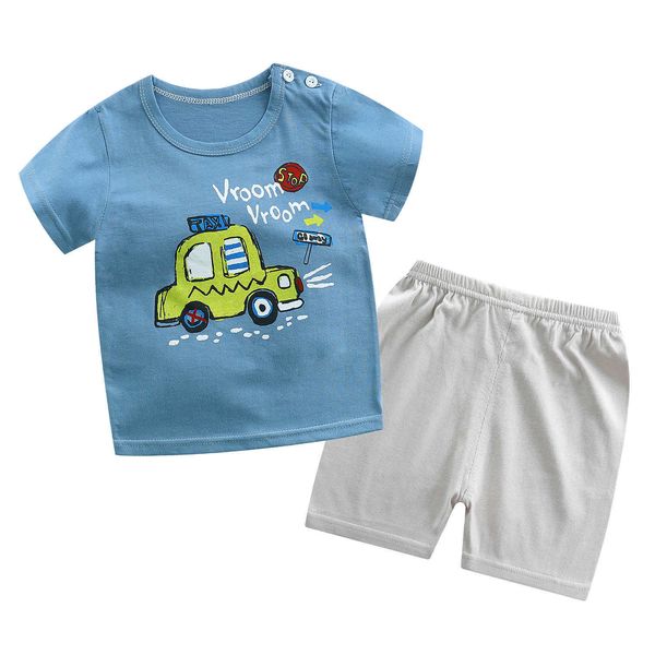 Set New Summer Boys Tuta Vestiti per bambini T-shirt stampate per auto Pantaloncini Set Abbigliamento per bambini Abbigliamento per bambini Abiti Yeras