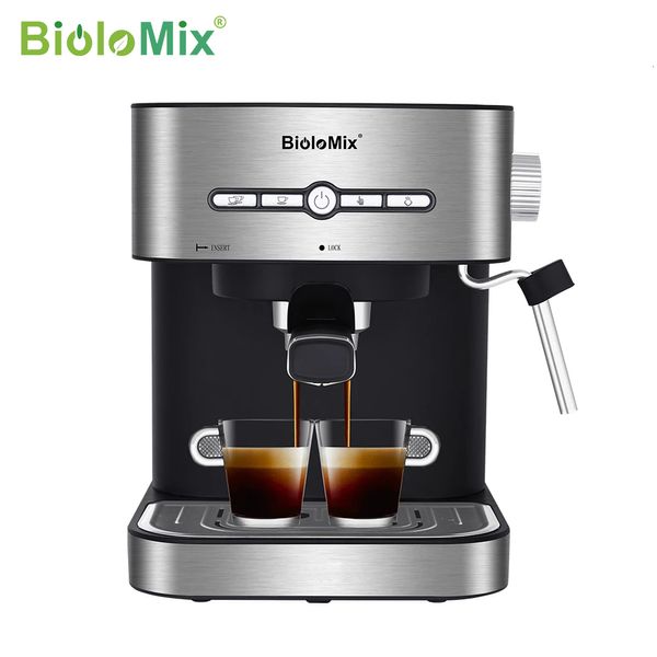 Andere Home Garden BioloMix 20 Bar 1050 W halbautomatische Espresso-Kaffeemaschine mit Milchaufschäumer Cafetera Cappuccino Wasserdampf 230211