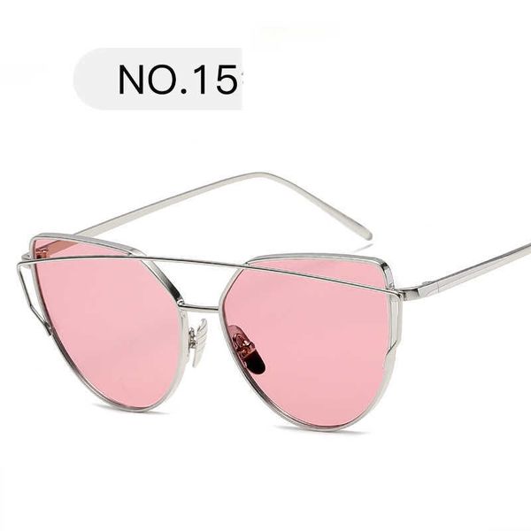 Occhiali da sole 17 colori Occhiali da sole in metallo Donna Luxury Cat eye Brand Design Specchio Oro rosa Vintage Cateye Moda occhiali da sole lady Eyewear L2403