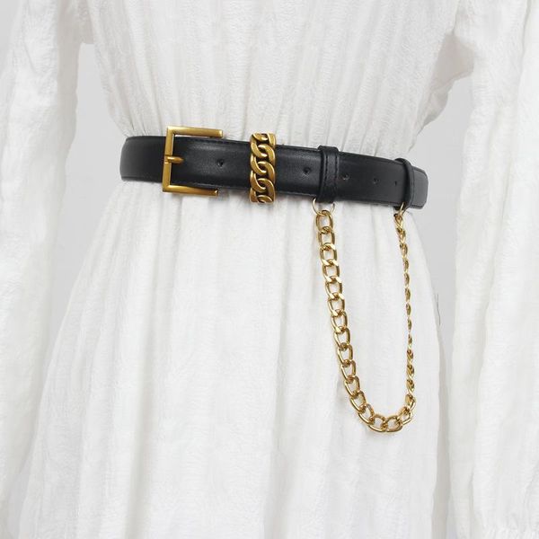 Cinture Cintura gonna punk in metallo Cintura da donna di alta qualità Street Design Cintura in vita in pelle PU Abito camicia Cinture di moda