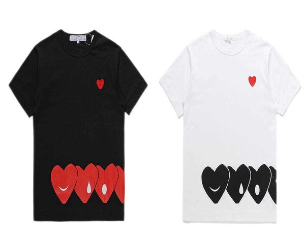 Herren-T-Shirts Modesspiel T-Shirt CDG Designer Hearts Casual Womens des Badge Garcons Grafisches Tee Herz hinter Buchstaben T-Shirt