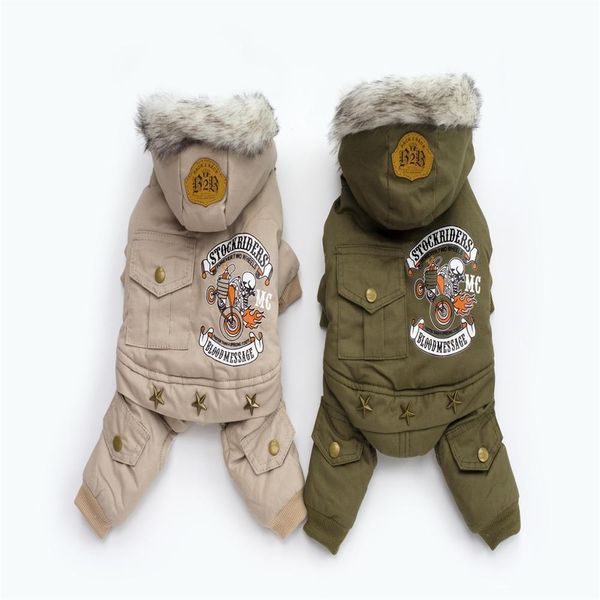 Abbigliamento per cani Spessore con cappuccio Stile conducente Cani da compagnia Cappotto invernale in cotone a quattro zampe Spedizione gratuita da CPAM Warm Small Puppy Abbigliamento 230211