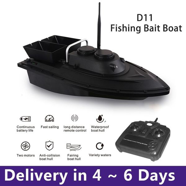 Elektrische RC-Boote D11 RC Fish Finder Angelköder Doppelmotoren 1 5 kg Laden 500 m Fernbedienung Feste Geschwindigkeit Mit 1 Batterie 1 LED-Licht 230211