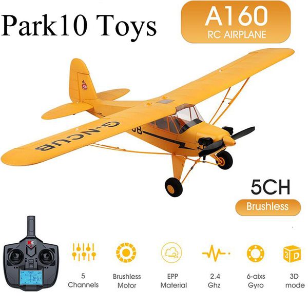 Aeronaves elétricas/RC Wltoys XK A160 J3 RC Airplano RTF EPP RC Plano de espuma de aeroplano sem pincel sem pincel Sistema 3D/6G Sistema de envergadura de 650 mm para presente adulto 230210