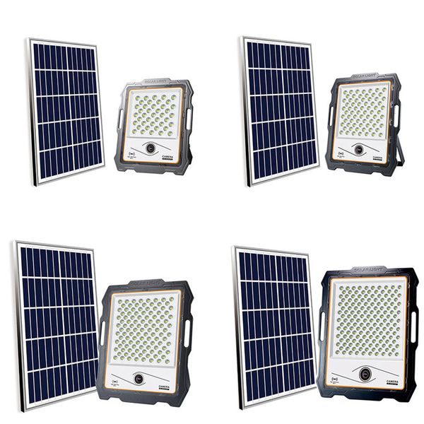 Luzes de inundação solar de 1080p Câmera de segurança Wi-Fi Garden Outdoor Flood Light Pir impermeável IP66 com 32G SD Card 100W 200W-300W-400W agora