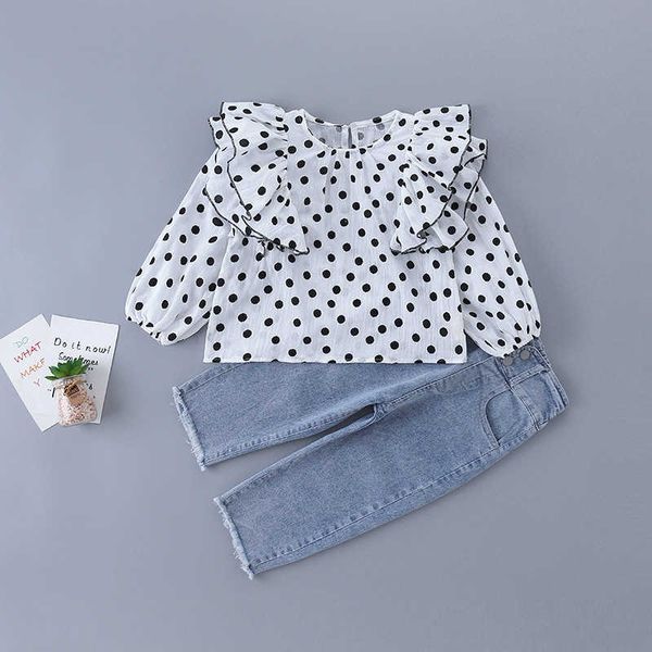 Sets Spring Spring New Model Girls 'Fashion Doted camise