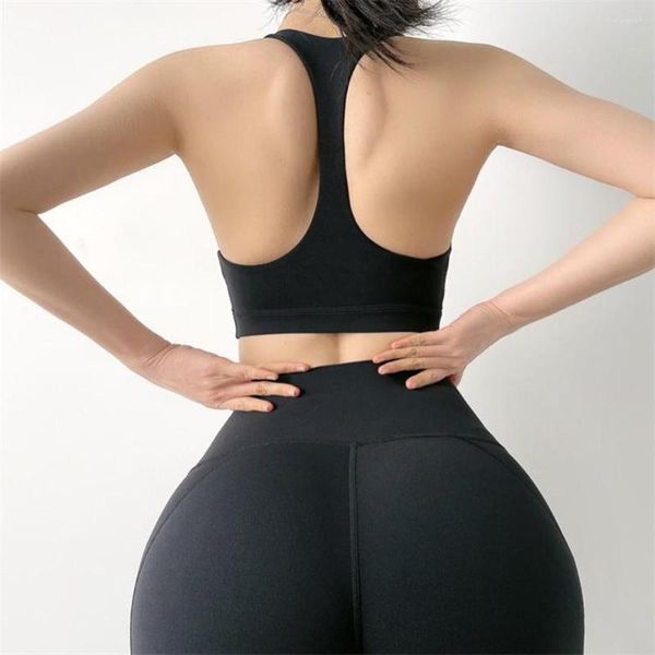 Abito da yoga da donna I-bellissimo reggiseno sportivo con scollo a V antiurto, raccolta, corsa, palestra, gilet fitness ad asciugatura rapida, stile esercizio