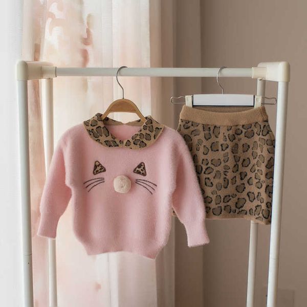 Set di abbigliamento Set di vestiti per neonate Abito lavorato a maglia Gonna corta Felpa Pullover Pezzi Abiti per bambini Kid Girl anni Costume maglione di lana