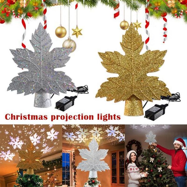 Decorazioni natalizie Proiettore Luce 3D rotante Hollow Glitter Topper per albero