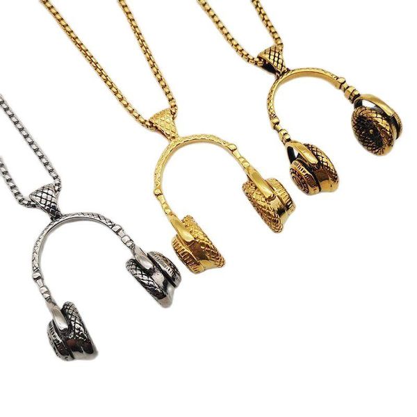 Цепочки нержавеющая сталь музыкальная фанат 3D подвесные ожерелья для наушников мужская хип -хоп -рок для моды модные ожерелье женские ювелирные украшения