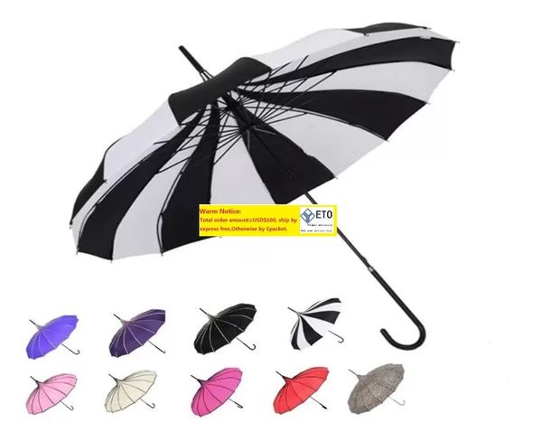 10pclot Fast Shipping Creative Design Черно -белый полосатый гольф -зонтик Longhandled Straight Pagoda зонтик