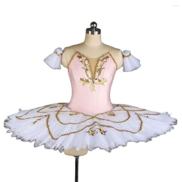 Bühnenkleidung Blassrosa Spandex Professionelles Ballett-Tutu für Erwachsene Mädchen Ballerina-Tanzkostüm Performance Dancewear Platter Tutus BLL430