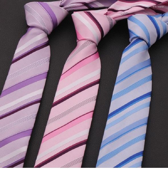 Bow Ties Yüksek kaliteli 2023 Tasarımcılar Marka Moda Ziyafet Resmi Takım 6cm Tie Erkekler için Geniş Çizgili Pembe Kravat Düğün Hediye Kutusu