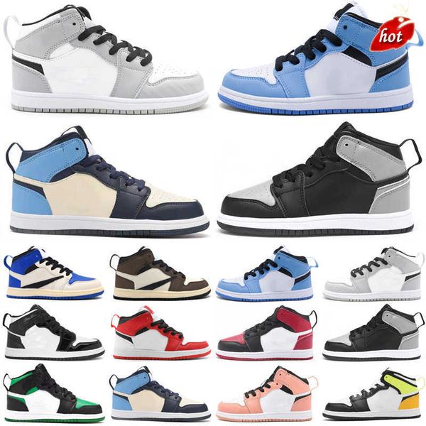 2023 OG ao ar livre Og Jumpman 1 Sapatos de basquete intermediário Crianças estudantes de jovens tênis Big Child Junior Junior 1s Médio Olive Gym Red Travis Sport Shoes Skateboard