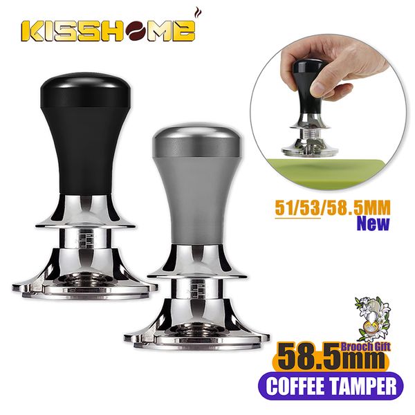 Tampers 58,5 mm verstellbare Tiefe, kalibrierter Kaffee-Tamper, Edelstahl, Espresso-Anti-Druckabweichungs-Verteiler, Siebträger-Werkzeuge 230211