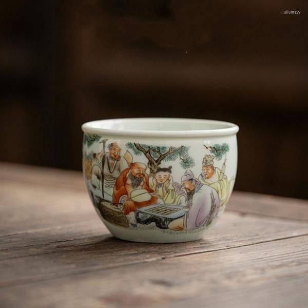 Tazze Piattini Cinesi Otto Immortali Tazza da tè Tazze da caffè antiche in ceramica Bella tazza da tè Servizio da tè A Of