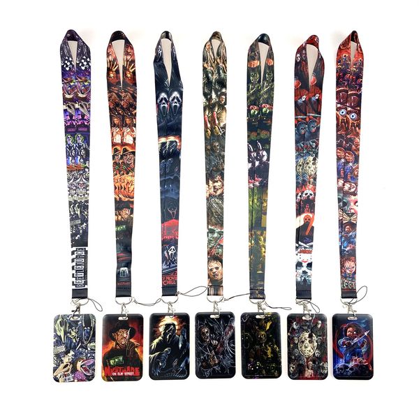 Scary Horror Movie Saw Schlüsselanhänger Lanyards Schlüsselanhänger Cooles Halsband Telefonknöpfe Ausweishalter Lanyard für Schlüssel DIY Hängeseil Lanyard dhgate