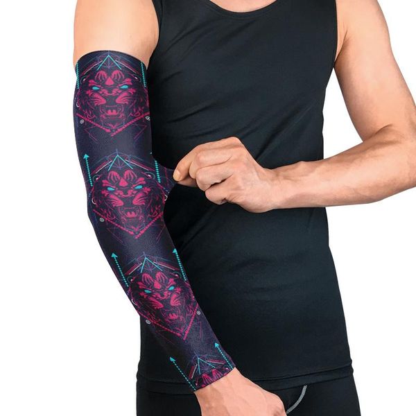 Ginocchiere Gomiti Meccanici Animali Maniche sportive per uomo Basket Compressione del braccio Sun Cycing Corsa Protezione UV Copertura per le mani di raffreddamento