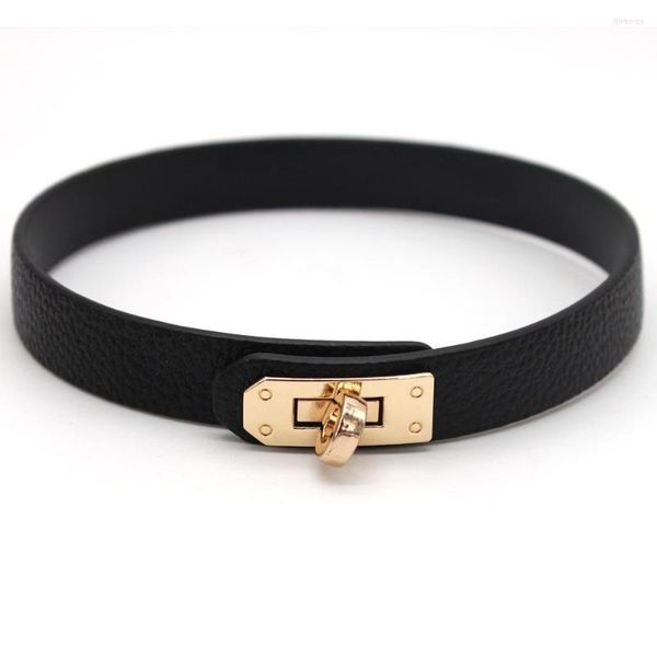 Choker 2023 Mode PU Leder Runde Halskette Für Frauen Punk Aussage Hip Hop Bondage Cosplay Schmuck