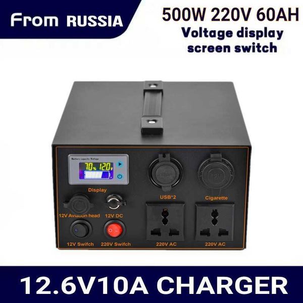 12 В LifePO4 литийная батарея инвертор AC220V Portable Power Station 666W Bank 30AH 60AH SINE WAVE для наружного панциря