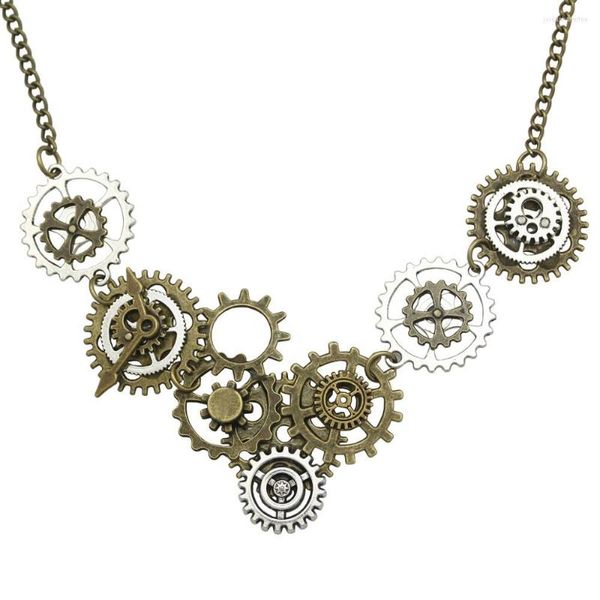 Pendant Necklaces Vintage Gold & Silver Plated Watch Clock Clockwork Hand Gear Cog Steampunk Punk Chain Necklace Jewelry Men Women