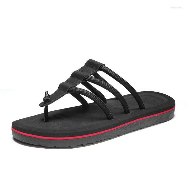 Terlik 2023 Yaz Erkekler Flip Flops Yüksek Kaliteli Plaj Sandalet Anti-Slip Masaj Zapatos Hombre Sıradan Yumuşak Alt Ayakkabı