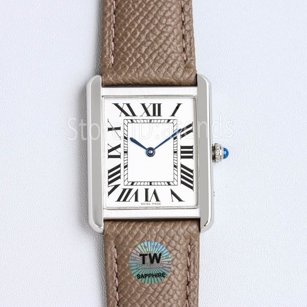 Super fino quartzo de moda de top assista feminino Dial prateado Mãos azuis Sapphire Glass Strapwatch Relógio de Retângulo Classic Rectangle Relógio de Dresses 1538