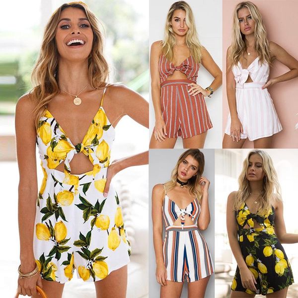 Macacões femininos Rompers 2023 Women Women Sexy Casual Casual Bodycon Jumpsuit Holiday Beach Mini Playshet