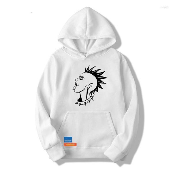 Erkek Hoodies 2023 Kış Punk Boy Baskı Polar Erkek Hooded Sweatshirt Bayanlar Sokak Giyim Eğlencesi Siyah Hoodie