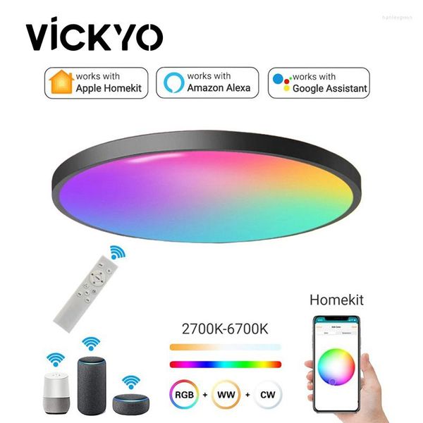 Luzes de teto Vickyo Light Homekit Smart WiFi App Code diretamente conecta -se ao interruptor de tempo de controle de voz Alexa remoto