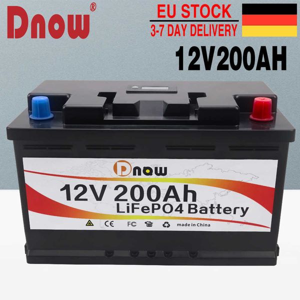 Batteria ricaricabile al litio ferro fosfato 12V 200Ah LiFePO4 BMS incorporato per carrello da golf per barche con scooter solare con caricatore