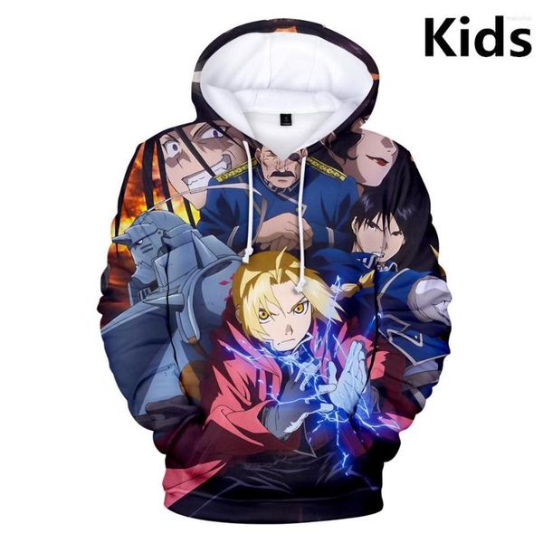 Herren Hoodies Mode Design Kinder Fullmetal Alchemist 3D Volldruck Jungen Mädchen Hoodie Sweatshirt Langarm Jacke Mantel Teenager Kleidung