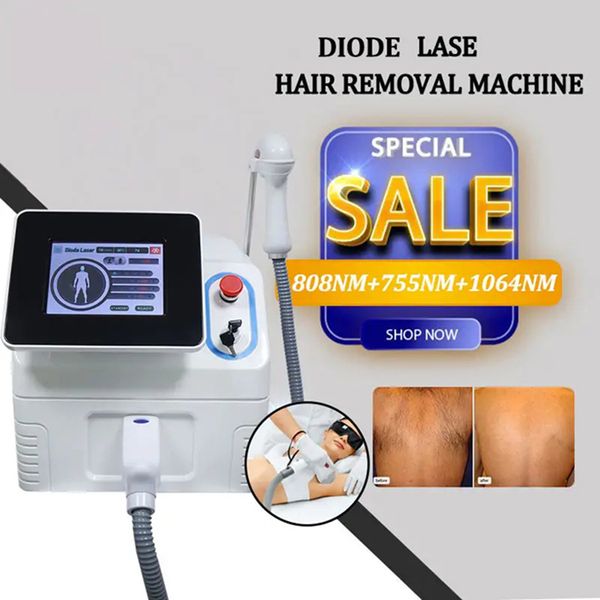 808 Máquina de remoção de cabelo a laser de diodo 3 comprimento de onda 755nm 808nm 1064nm Depilação lazer O equipamento de beleza rejuvenescimento da pele tem o melhor sistema de refrigeração pode atingir a 42 ° C
