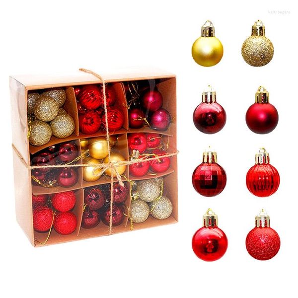 Decorazione per feste Confezione regalo con palline di Natale da 90 pezzi Ornamenti per albero con palline di plastica rosse/oro/rosa/cave da 3 cm