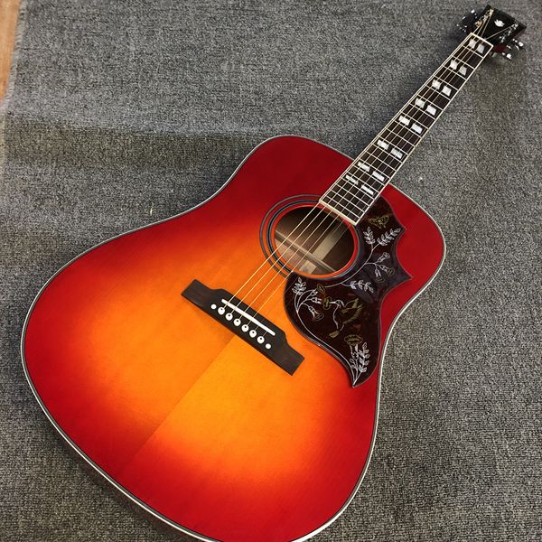 Guitarra personalizada de fábrica, tampo em abeto maciço, escala em jacarandá, laterais e costas em mogno, guitarra acústica da série beija-flor de 41 