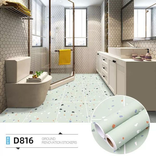 Sfondi Bagno Impermeabile Adesivi per pavimenti Cucina Piastrelle antiscivolo Carta da parati spessa resistente all'usura per la decorazione della casa