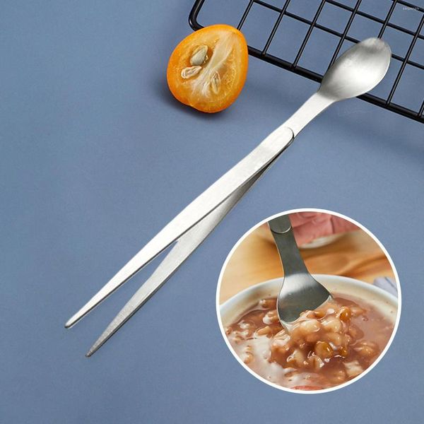 Set di stoviglie Cucchiaio da degustazione in acciaio inossidabile 20,5 cm Doppia funzione per accessori da cucina Torta Antipasto Cocktail Frutta