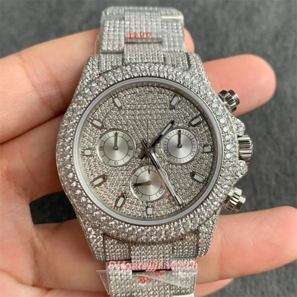 Uhr 40 mm x 13,5 mm, Schweiz 7750, automatisches mechanisches Uhrwerk, Swarovski-Stahl, Designer-Material, wasserdicht, Zählfunktion