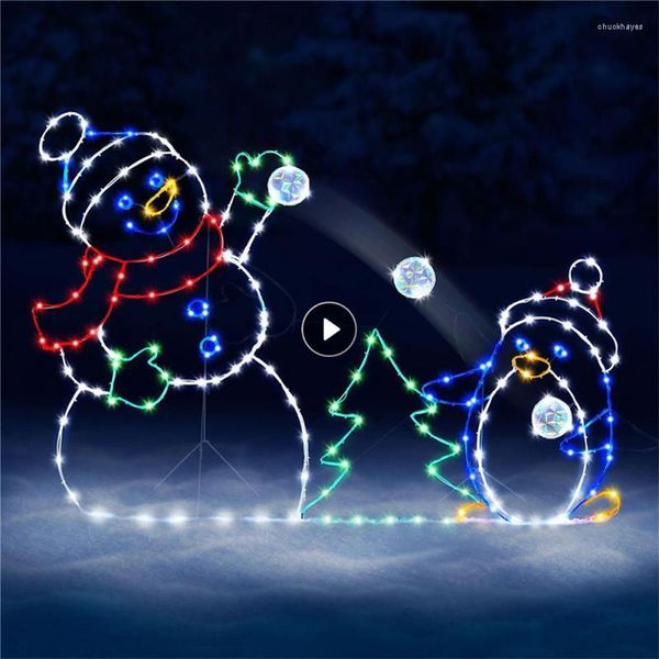Lâmpada de gramado Luz de natal String Snowball Forte decoração Festas de férias Jardim ao ar livre neve brilhando