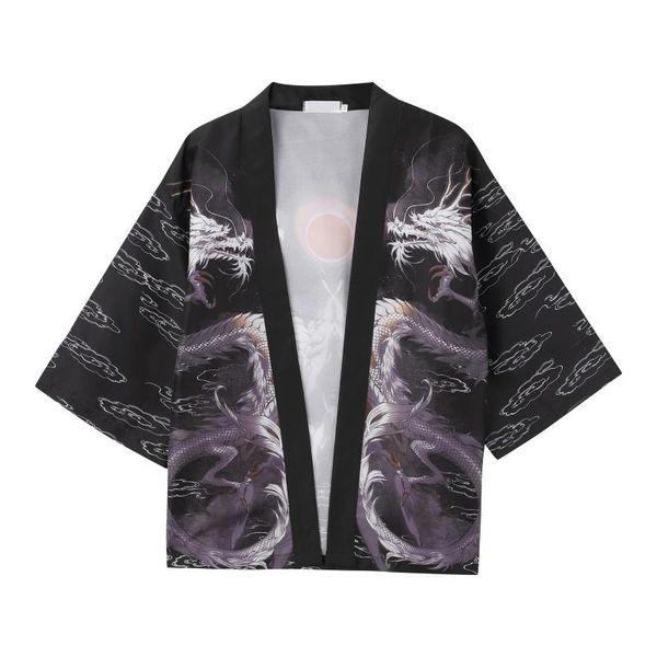 Maglioni da uomo Maglione con abbottonatura Kimono alla moda Cardigan Top Camicie oversize Maglione lungo lungo fino al pavimento con motivo stampatoUomini