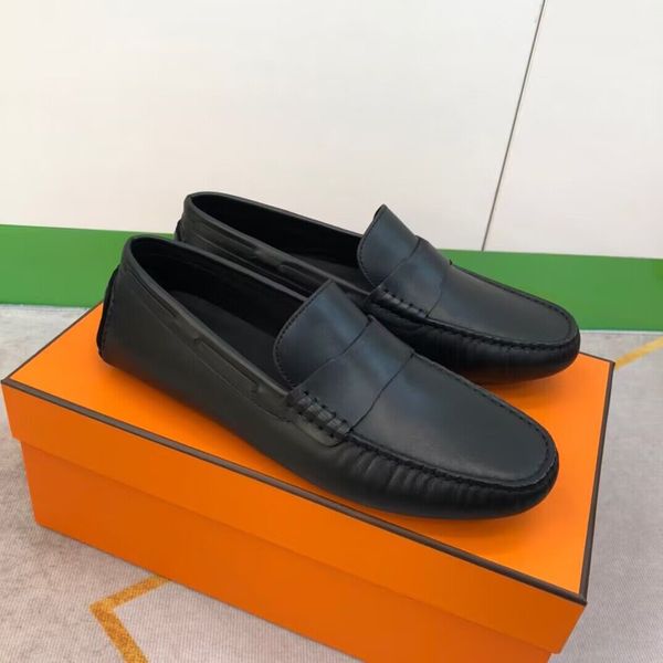 Sapatos casuais de design masculino mocassins pretos de couro genuíno sapatos de casamento planos para homens oxfords caminhadas ao ar livre confortáveis 38-46Caixa