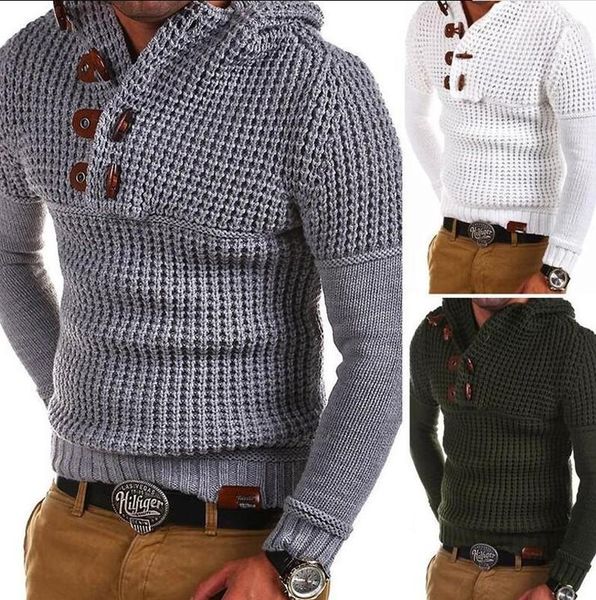 Felpe con cappuccio da uomo Maglione lavorato a maglia Autunno Inverno Moda Solid Mens S Maglione caldo spesso Maglione maschile Capispalla Cappotti SA8