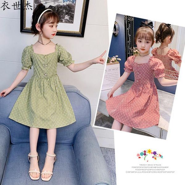 Mädchen Kleider Mädchen 2023 Sommer Kleid Mode Mittlere Und Große Kinder Röcke Kleine Mädchen Plaid Prinzessin Trend Mädchen