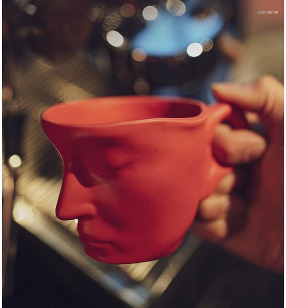 Tassen Untertassen 260 ml Thinkking Tasse Becher Gesichtsform Porzellan Keramik Modell Kaffee Küche Bar Weihnachtsbedarf Hochzeitsgeschenke