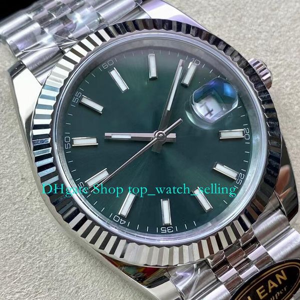 Orologio da uomo 41 mm nuovo stile per uomo quadrante verde menta lunetta scanalata bracciale in acciaio 904L chiusura pieghevole pulito Cal.3235 movimento meccanico automatico orologi da uomo