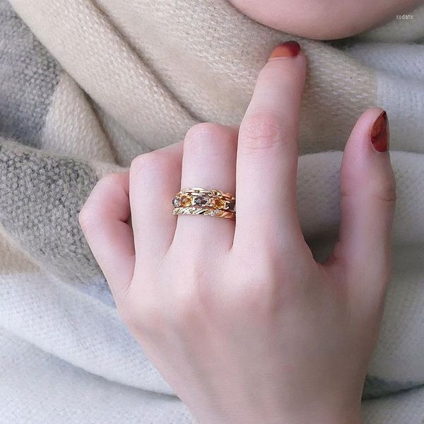 Кластерные кольца Mobuy Natural Citrine Ring 925 Серебряные серебряные сети k Золото.