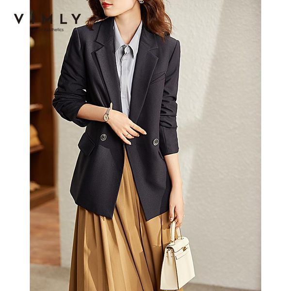 Ternos femininos Blazers Vimly Jacket for Women Autumn 2023 Office Casual Lady Business Capela Colar Capável Blazer Femme Casacos de moda F8616